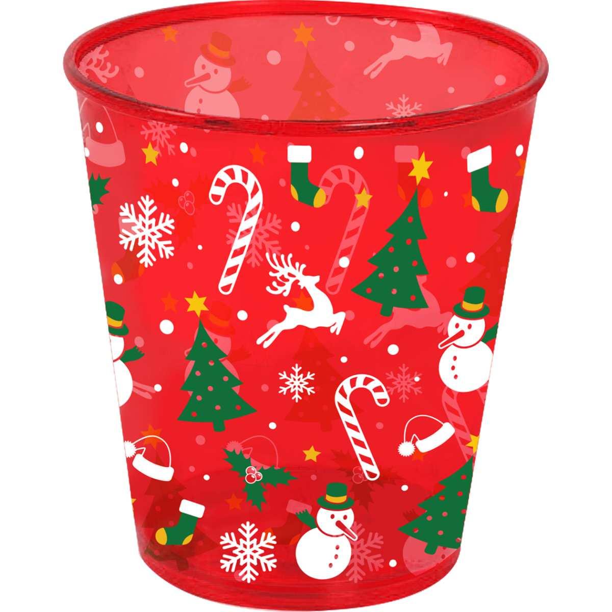 Bicchieri natale pl rosso decori Set 10 pz