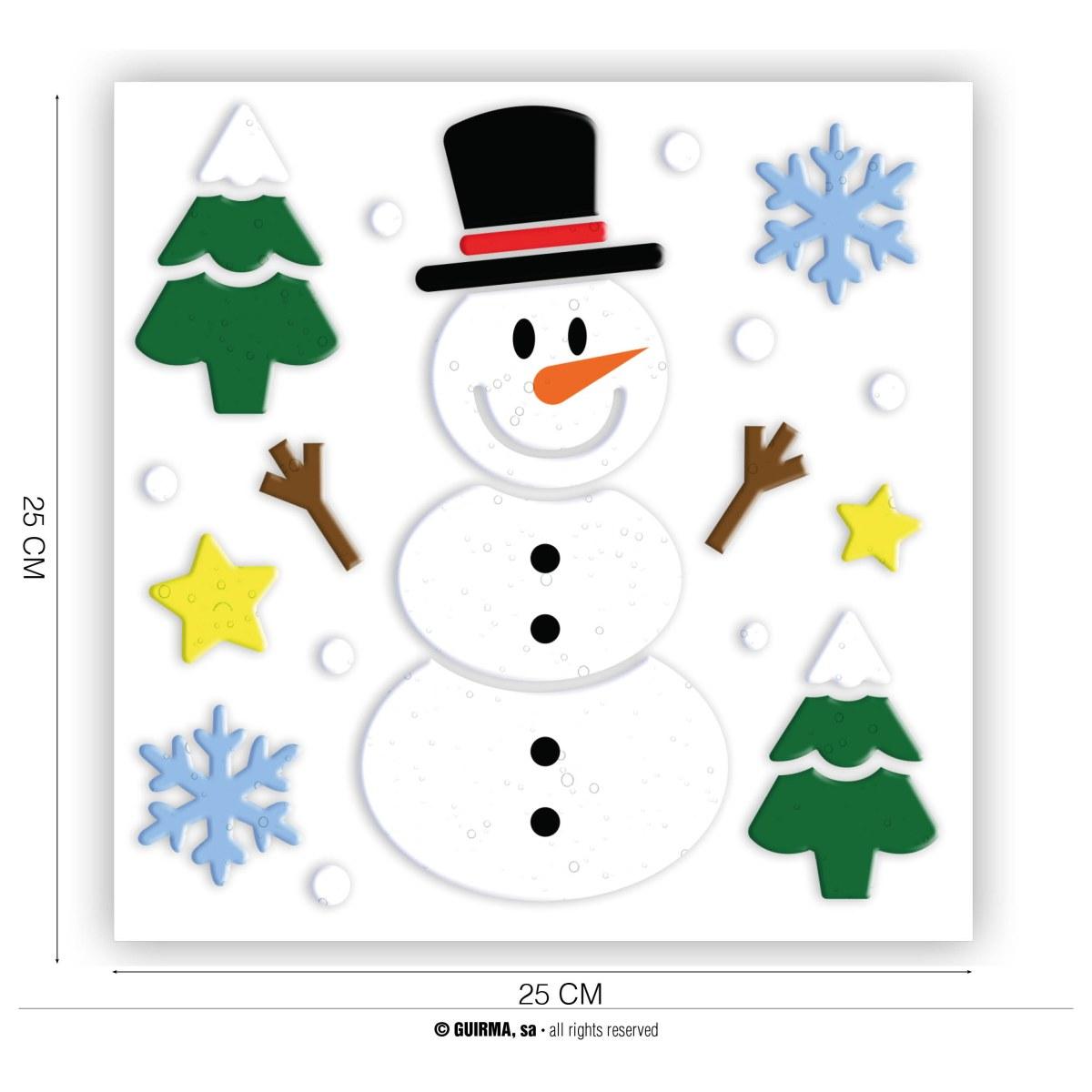 Vetrofanie gel adesive natale pupazzo di neve 20 x 25 cm