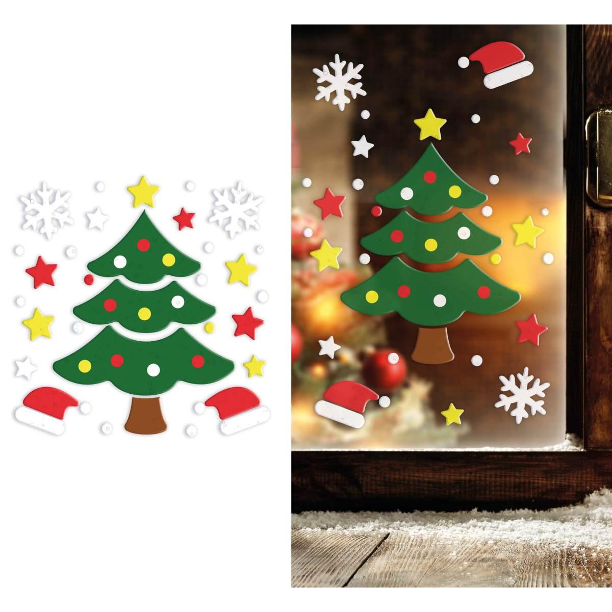 Vetrofanie gel adesive natale albero di natale 20 x 25 cm