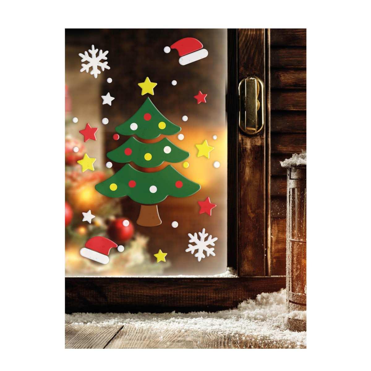 Vetrofanie gel adesive natale albero di natale 20 x 25 cm