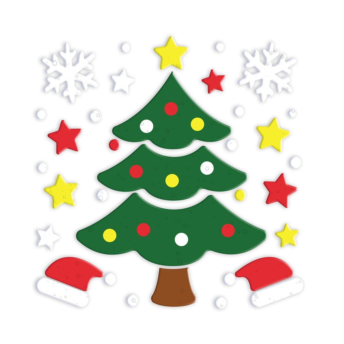 Vetrofanie gel adesive natale albero di natale 20 x 25 cm