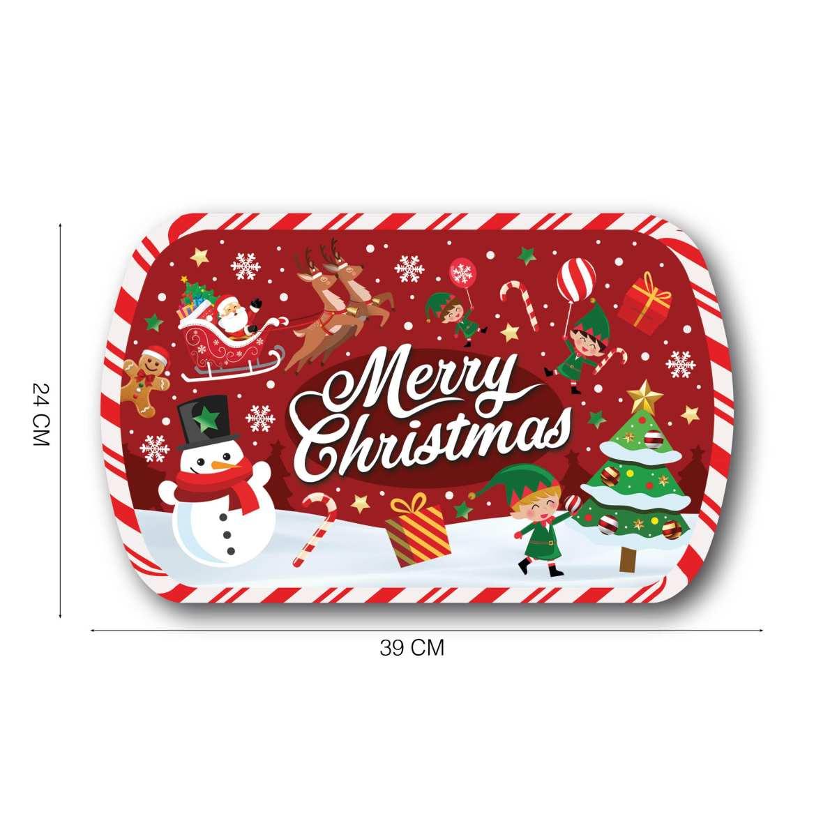 Vassoio natalizio pvc christmas scritta 39 x 24 cm