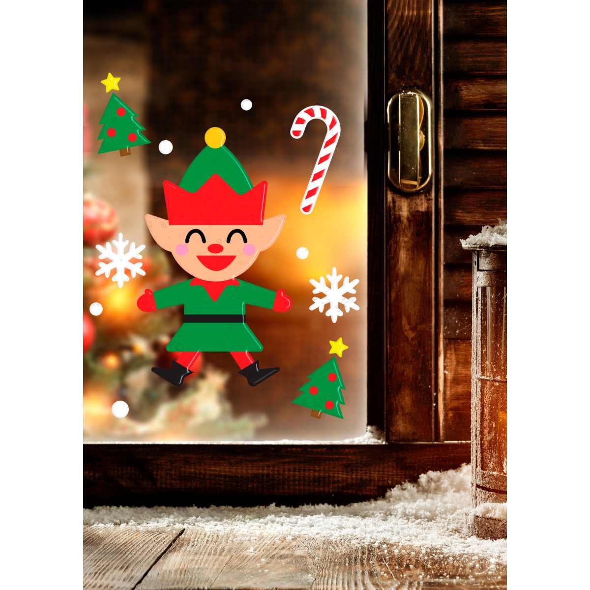 Vetrofanie gel adesive elfo natale 20 x 25 cm