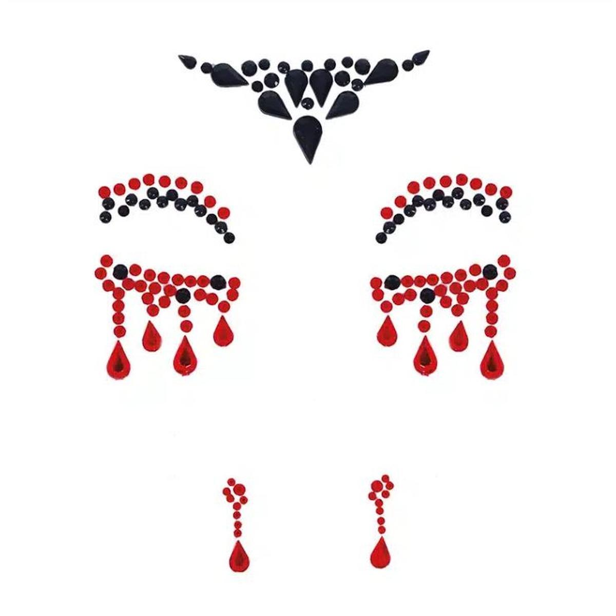 Trucco decorazioni adesive viso strass vampira