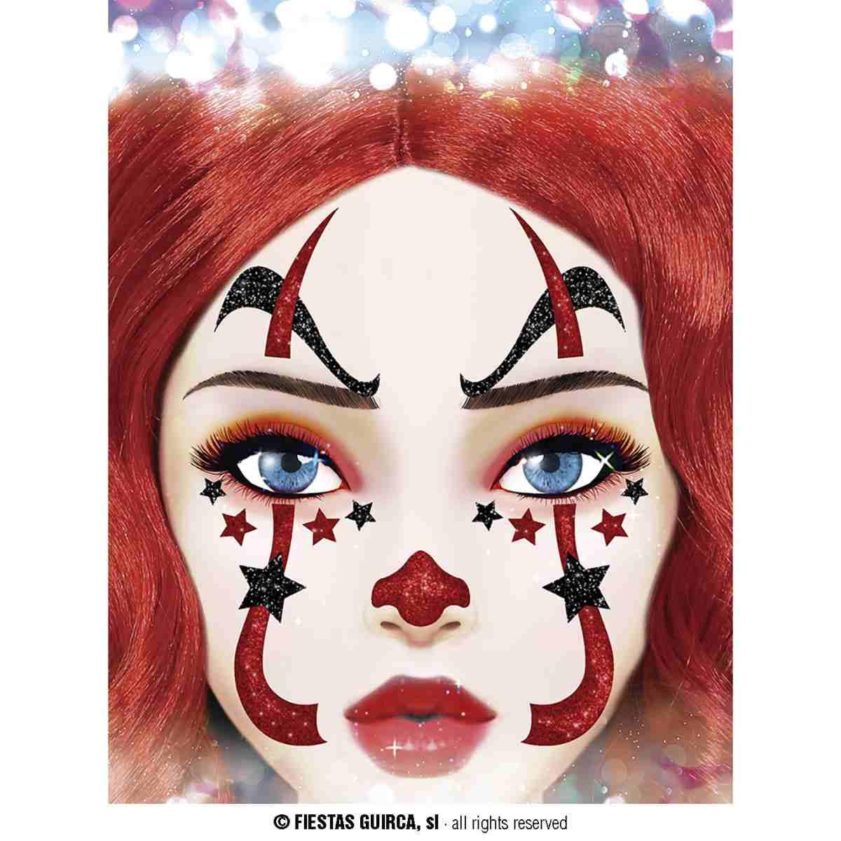 Trucco decorazioni adesive viso clown
