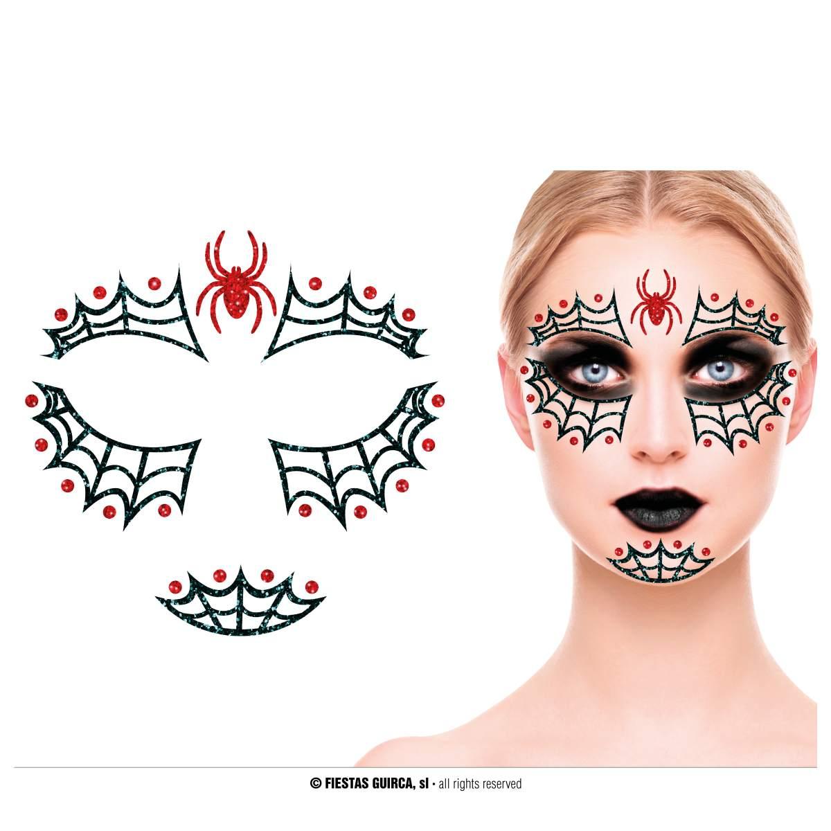 Trucco decorazioni adesive viso ragnatela glitter