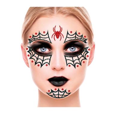 Trucco decorazioni adesive viso ragnatela glitter