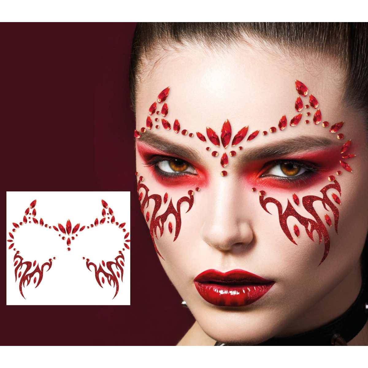 Trucco decorazioni adesive viso strass demonio