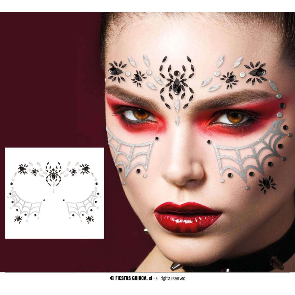 Trucco decorazioni adesive viso strass ragno