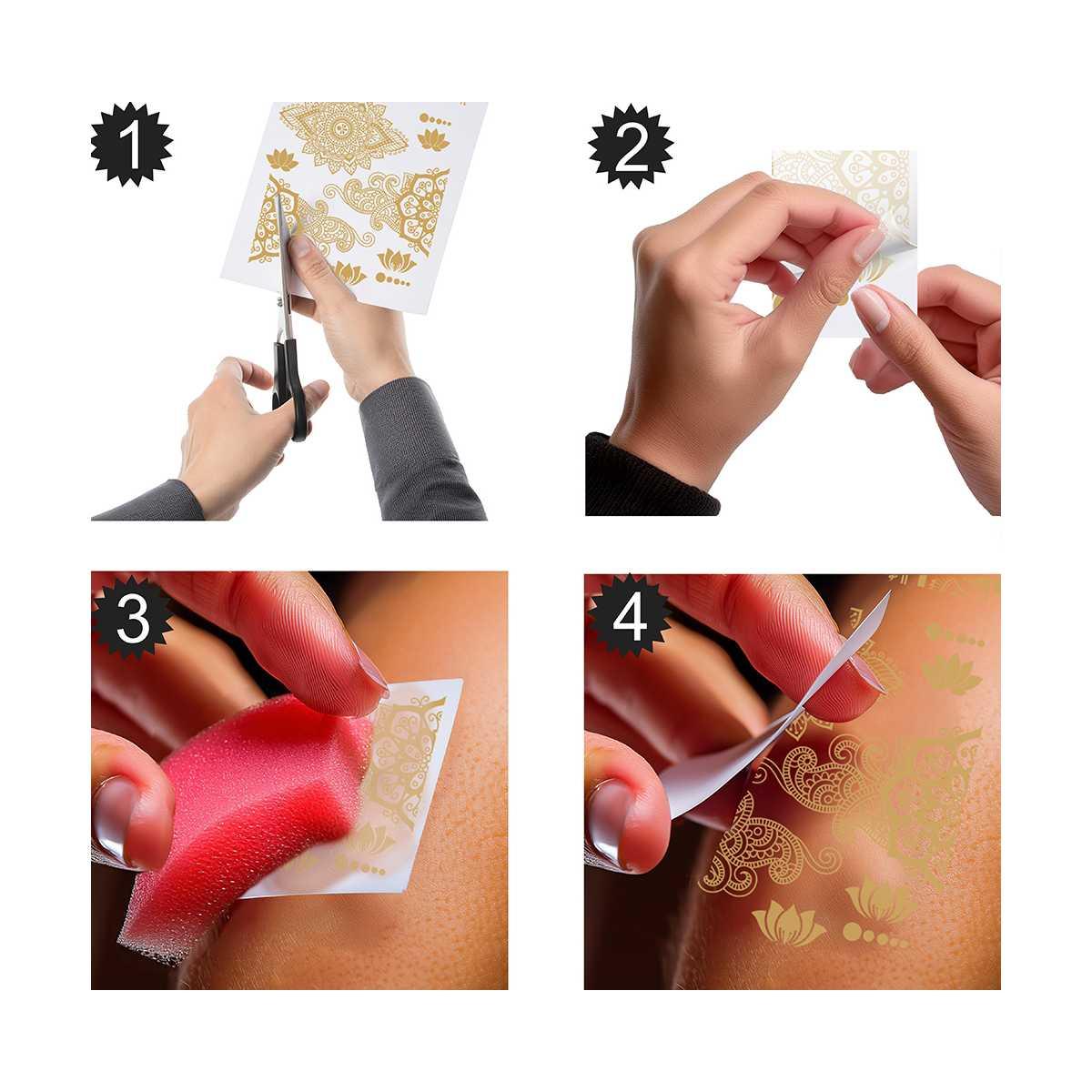 Tatuaggi viso rimovibili orientali oro