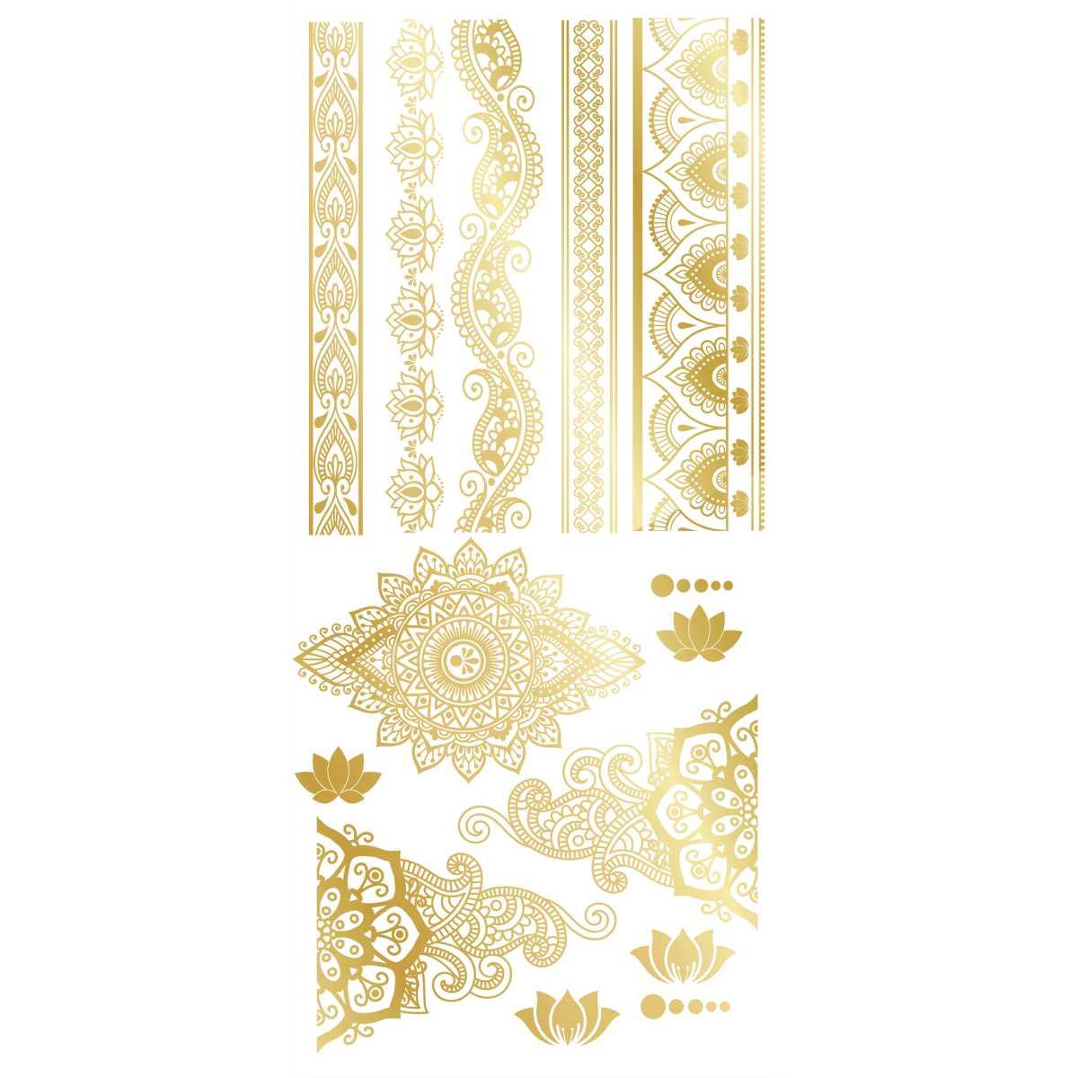 Tatuaggi viso rimovibili orientali oro
