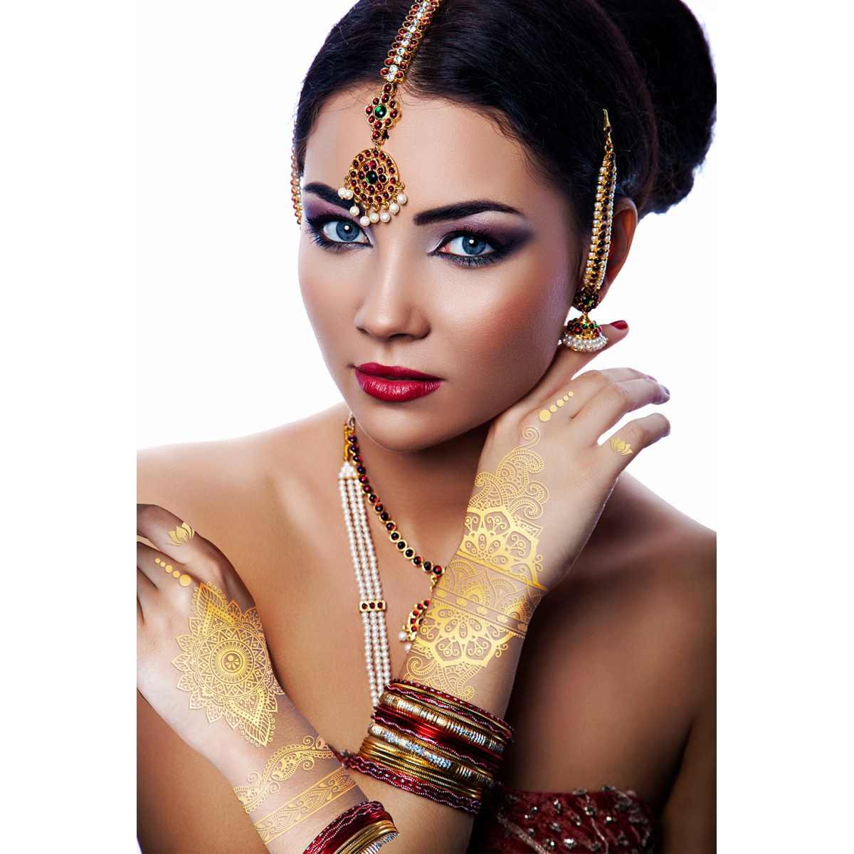 Tatuaggi viso rimovibili orientali oro
