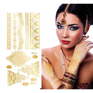 Tatuaggi viso rimovibili orientali oro
