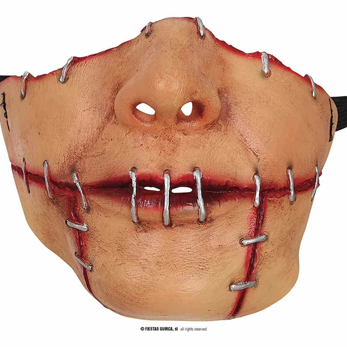 Maschera viso horror lattice bocca cucita