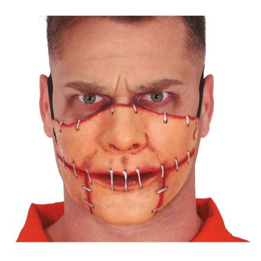 Maschera viso horror lattice bocca cucita