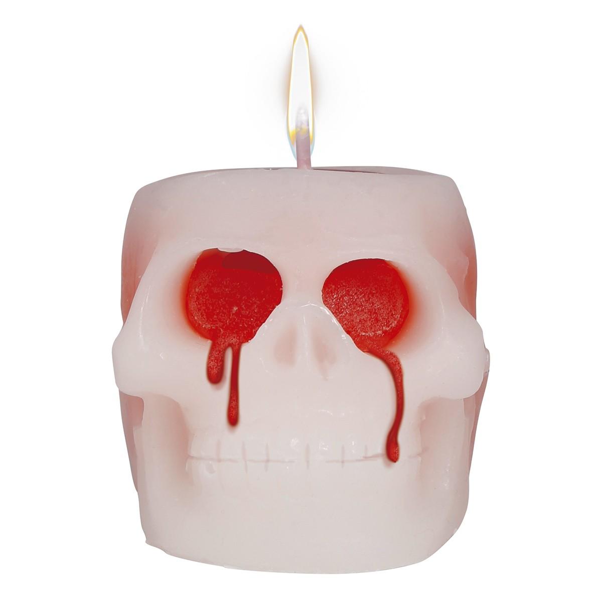 Candela halloween teschio occhi sanguinanti