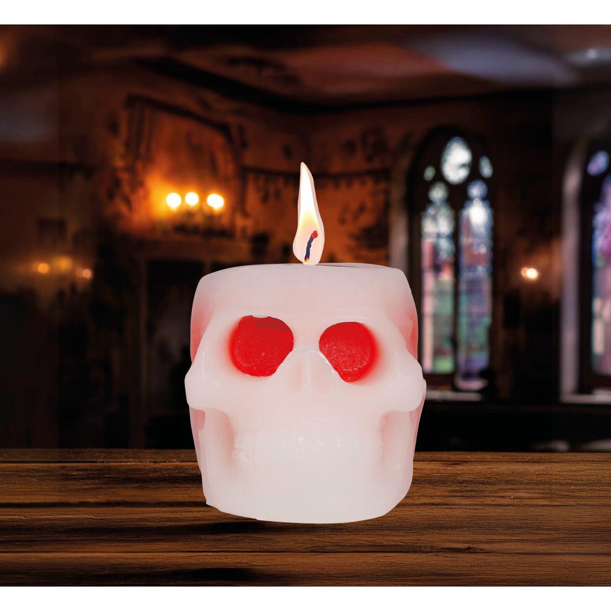 Candela halloween teschio occhi sanguinanti