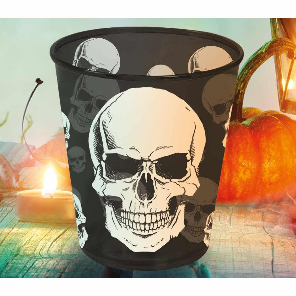 Bicchiere halloween pvc nero teschio