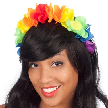 Cerchietto hawii fiori arcobaleno in tessuto