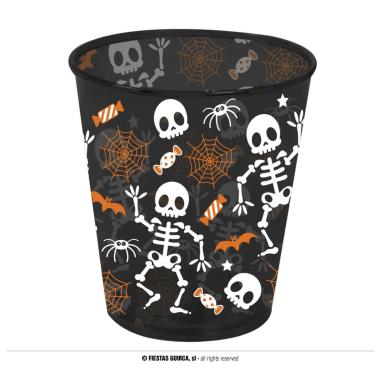 Bicchiere halloween pvc nero scheletri