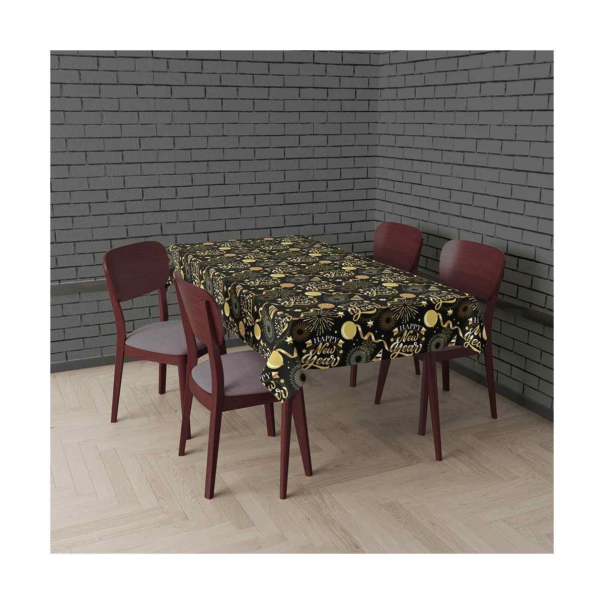 Tovaglia capodanno nera decori oro