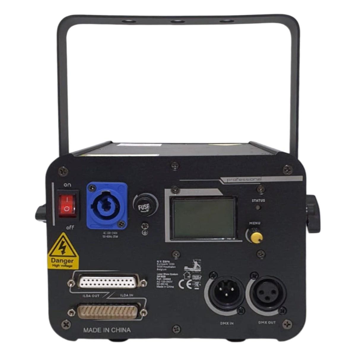 Proiettore laser show system rgb 2w dmx ilda
