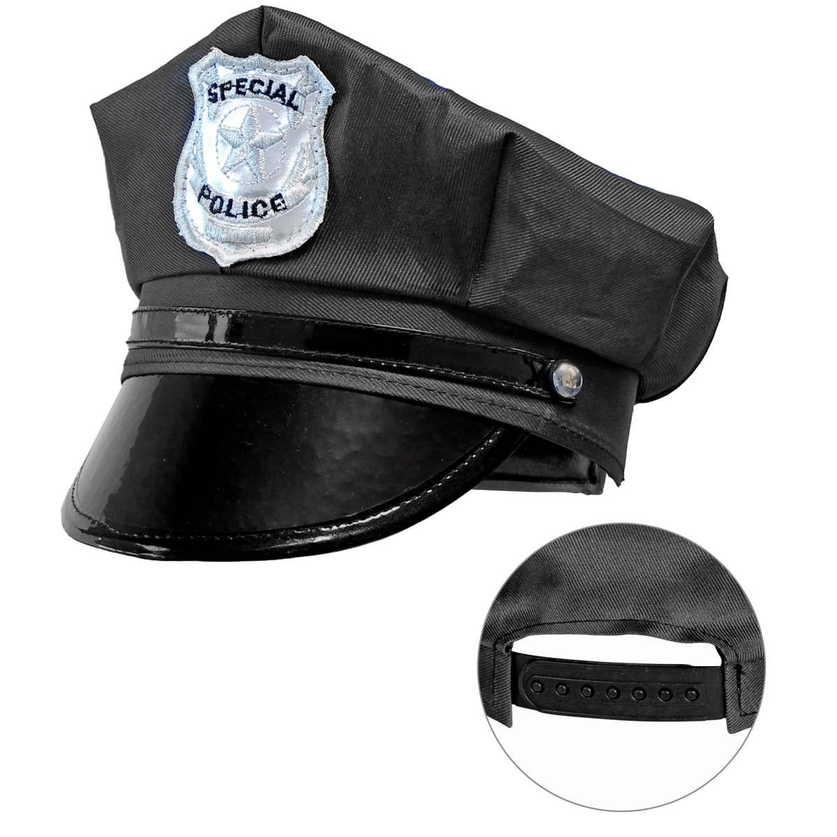 Cappello poliziotto nero regolabile