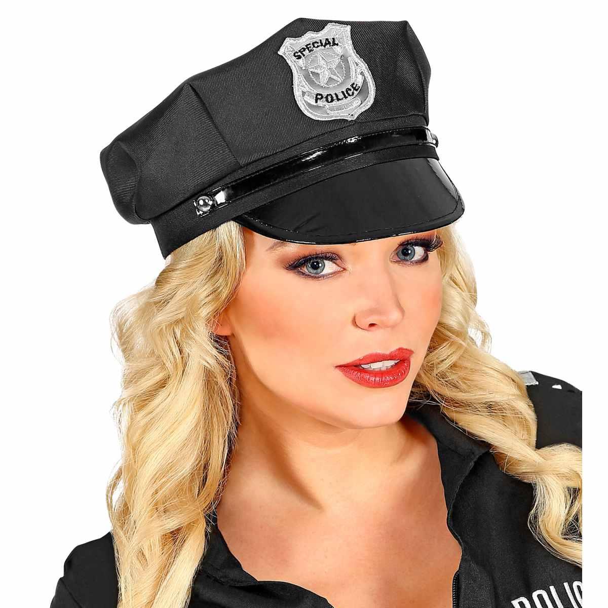Cappello poliziotto nero regolabile