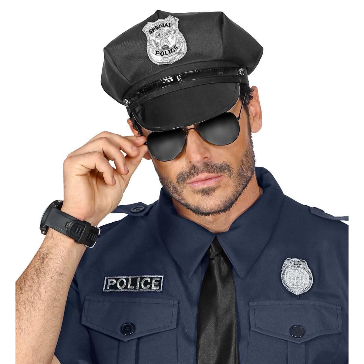 Cappello poliziotto nero regolabile
