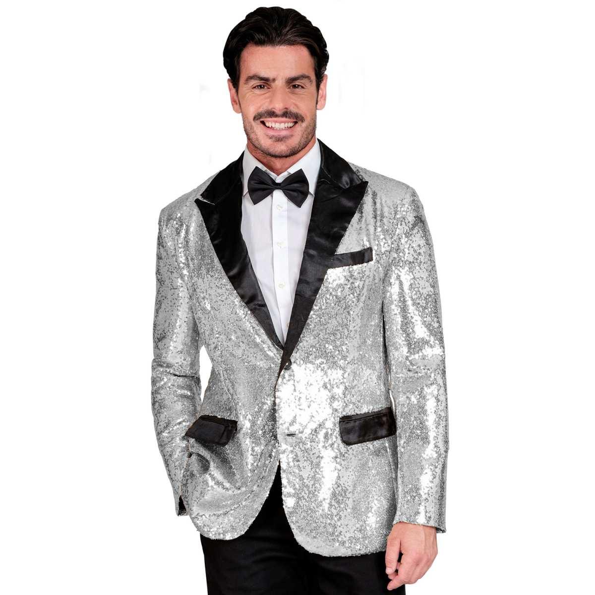 Giacca argento paillettes bavero