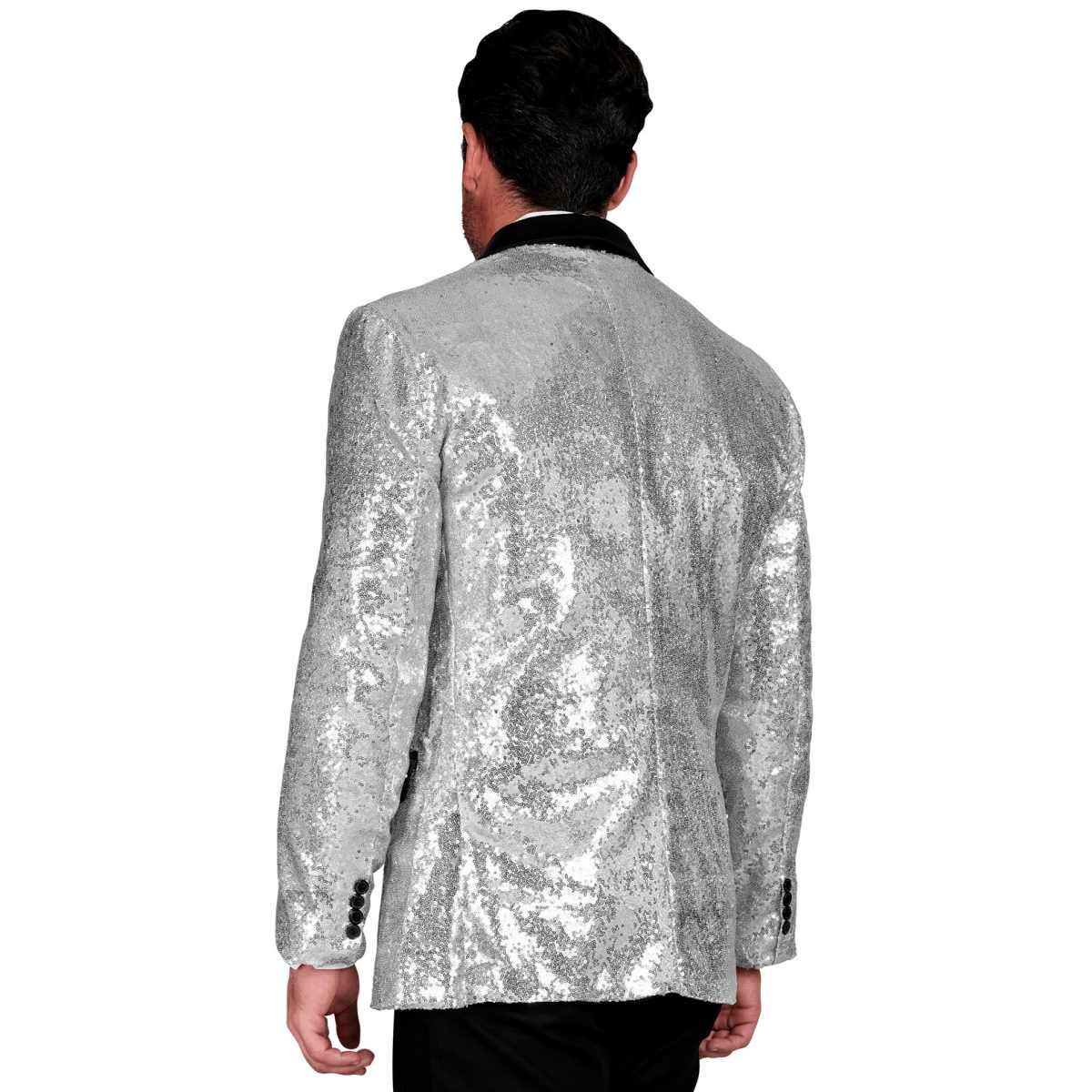 Giacca argento paillettes bavero