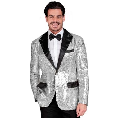 Giacca argento paillettes bavero