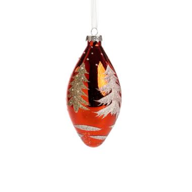 Pallina natalizia vetro rosso albero oro assortite 12 cm