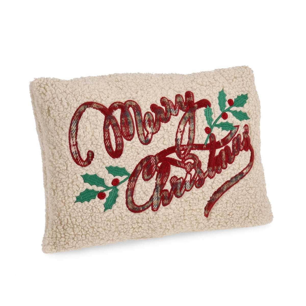 Cuscino arredo in tessuto natale merry christmas 45 x 33 cm