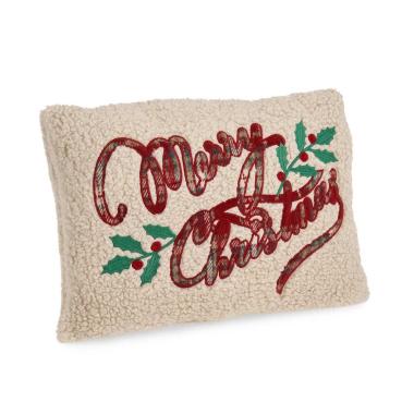 Cuscino arredo in tessuto natale merry christmas 45 x 33 cm