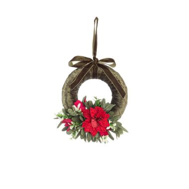 Fuori porta natalizio velluto ingrid verde fiori Ø 19 cm