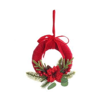 Fuori porta natalizio velluto ingrid rossa fiori Ø 19 cm
