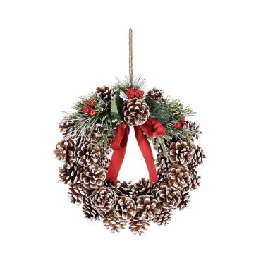 Fuori porta natalizio pigne velluto Ø 30 cm