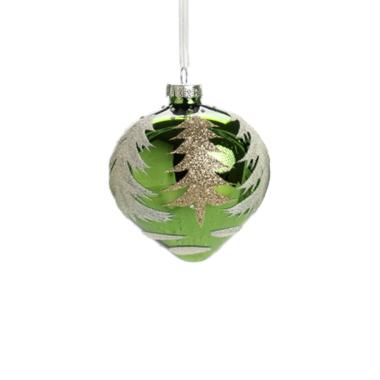 Pallina natalizia vetro verde albero oro assortite 8 cm