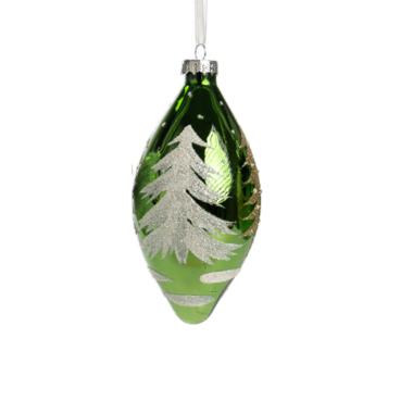 Pallina natalizia vetro verde albero oro assortite 12 cm