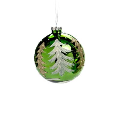 Pallina natalizia vetro verde albero oro Ø 10 cm