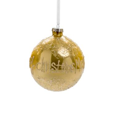 Pallina natalizia vetro oro scritta merry christmas Ø 10 cm