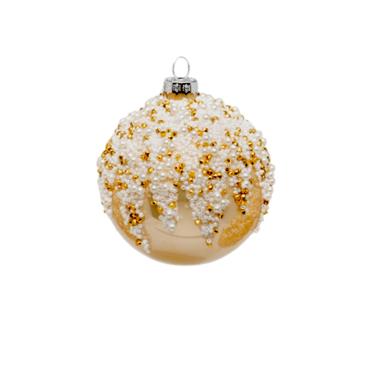 Pallina natalizia vetro oro champagne perline Ø 7 cm
