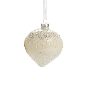 Pallina natalizia vetro bianca scritta merry christmas Ø 8 cm