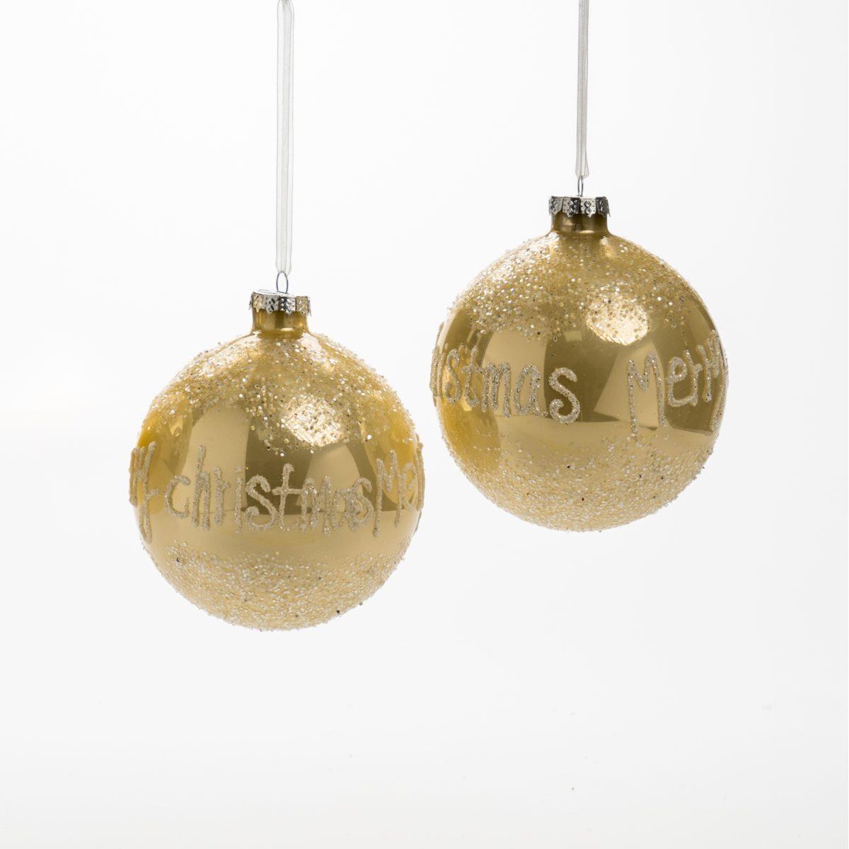 Pallina natalizia vetro oro scritta merry christmas Ø 12 cm