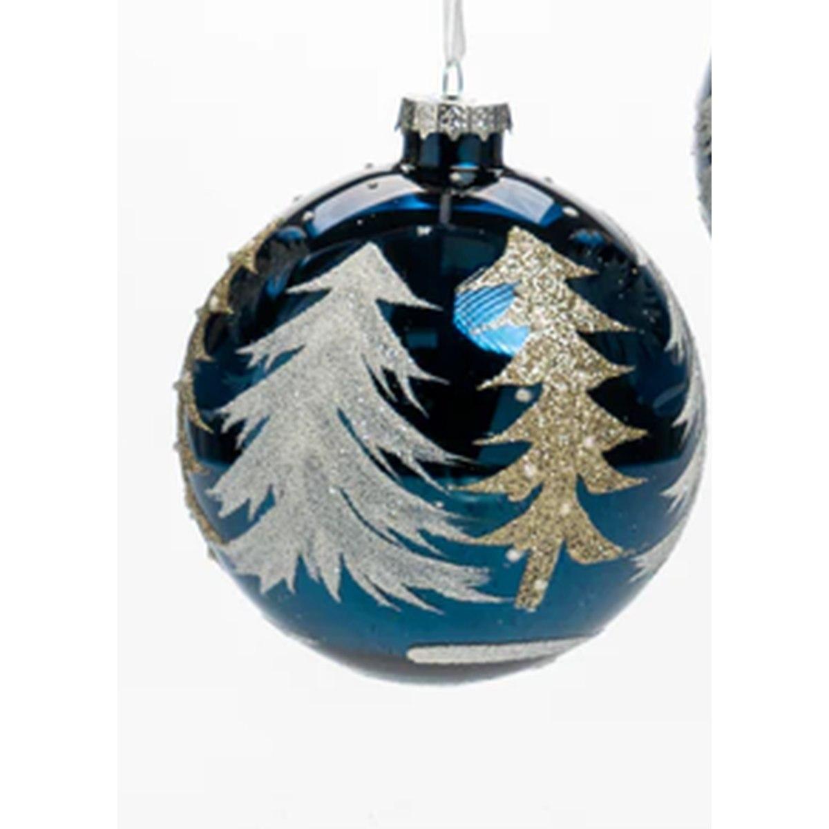 Pallina natalizia vetro blu albero oro Ø 12 cm