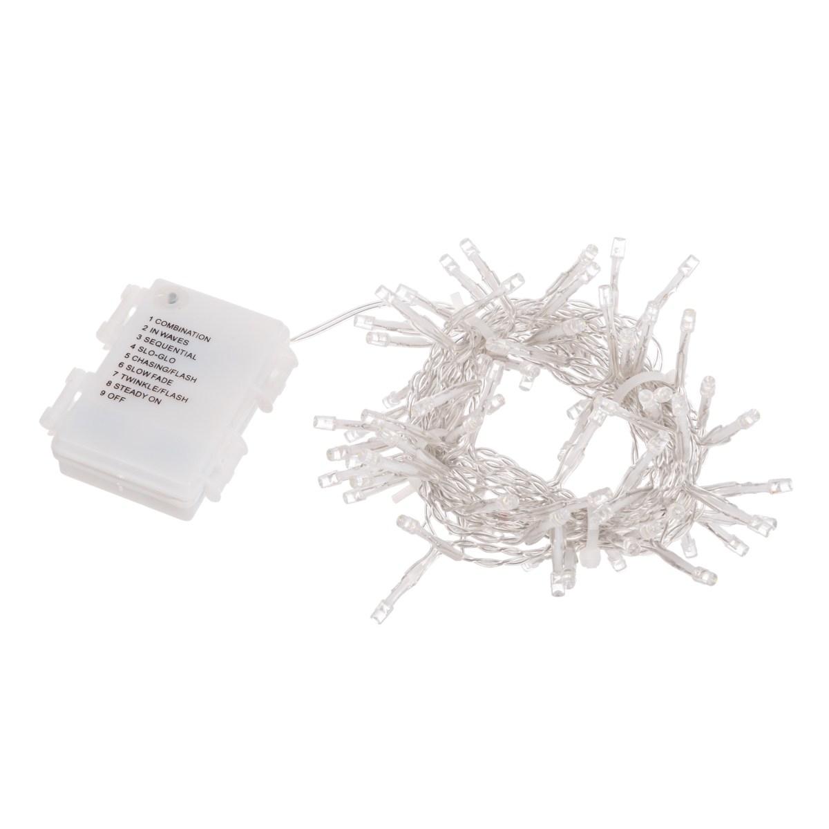 Luci di natale esterno batteria 48 led bianco freddo mt 5 mt