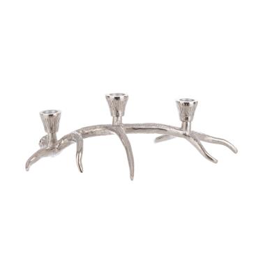 Portacandela 3 metallo argento modello p 34 x 19 x 10 cm