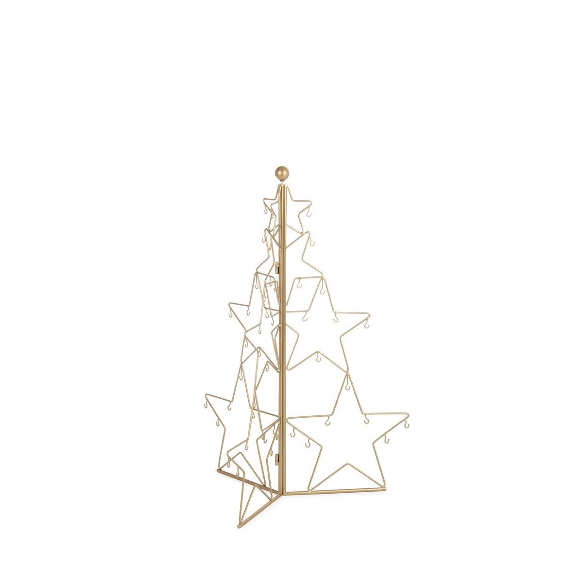 Espositore natalizio metallo oro forma albero 70 cm