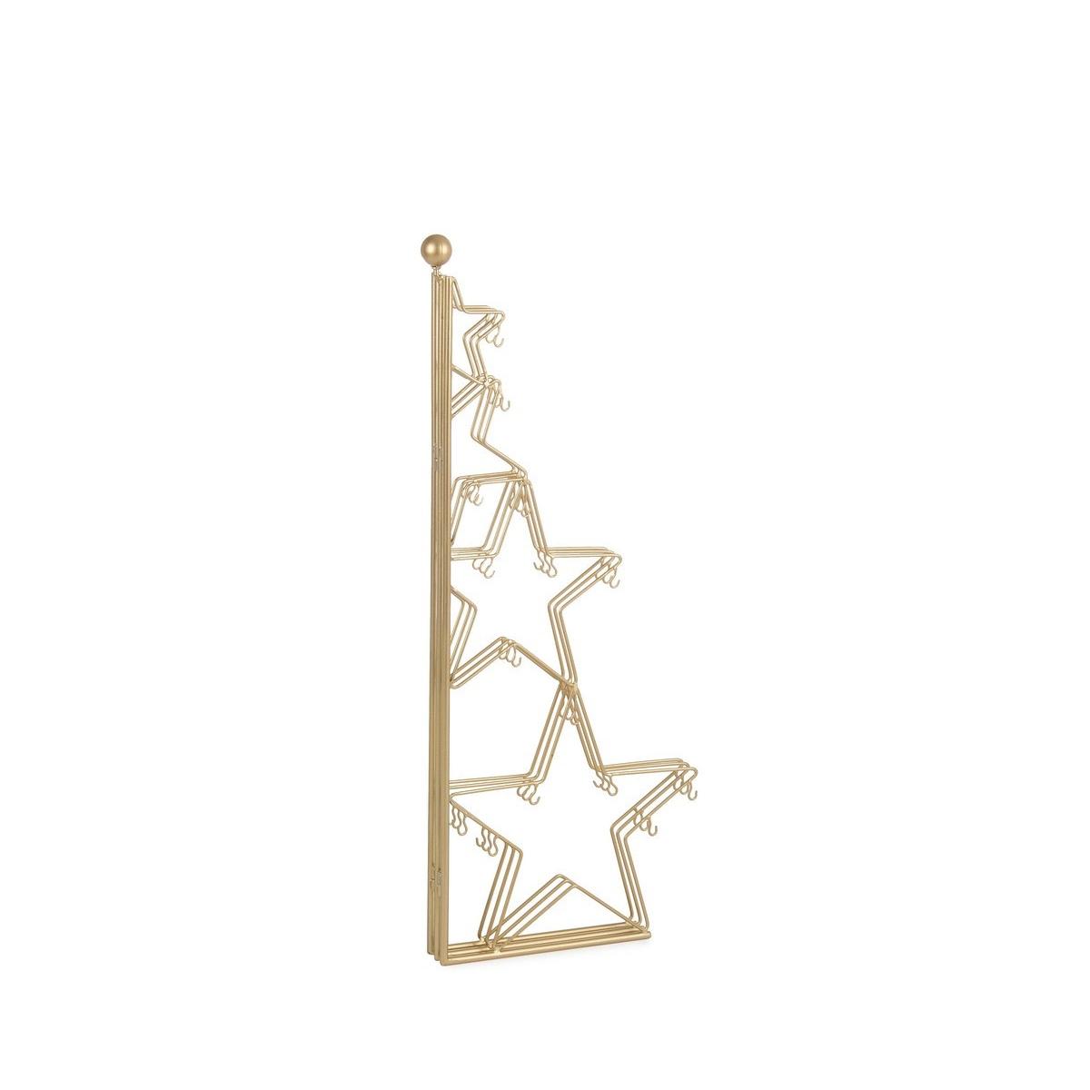 Espositore natalizio metallo oro forma albero 70 cm